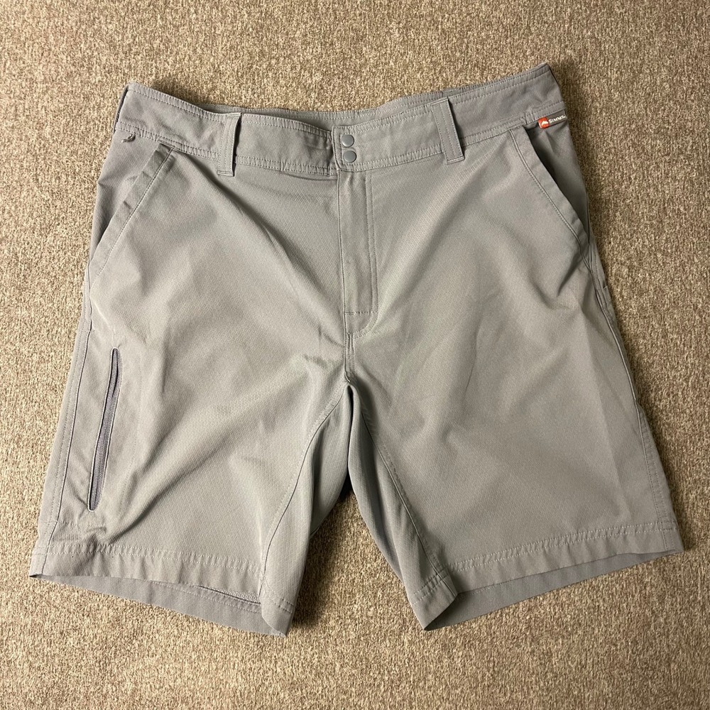 Simms Mens Gray Technical Fishing Shorts 34 Ripstop Quick Dry Outdoor Hiking